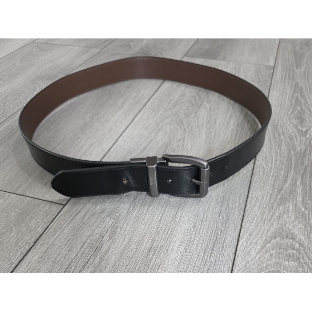 Levi Strauss Leather Belt XL‎ 42-44 Mens Black Gunmetal Buckle Genuine Leather